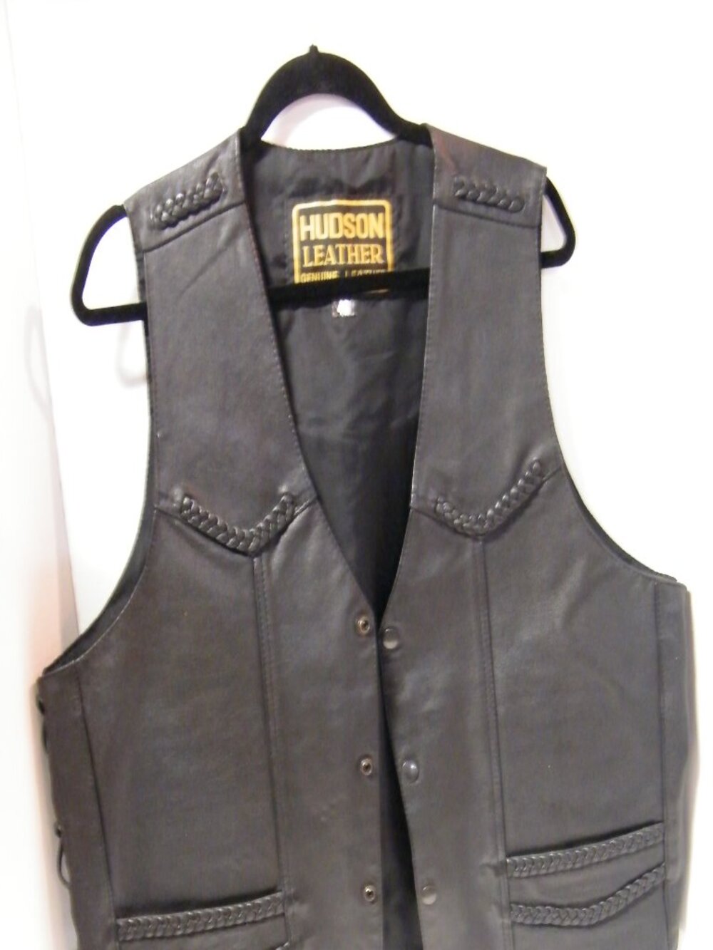 Hudson Leather Vest Size 48  Great for your motorcycle rides.
